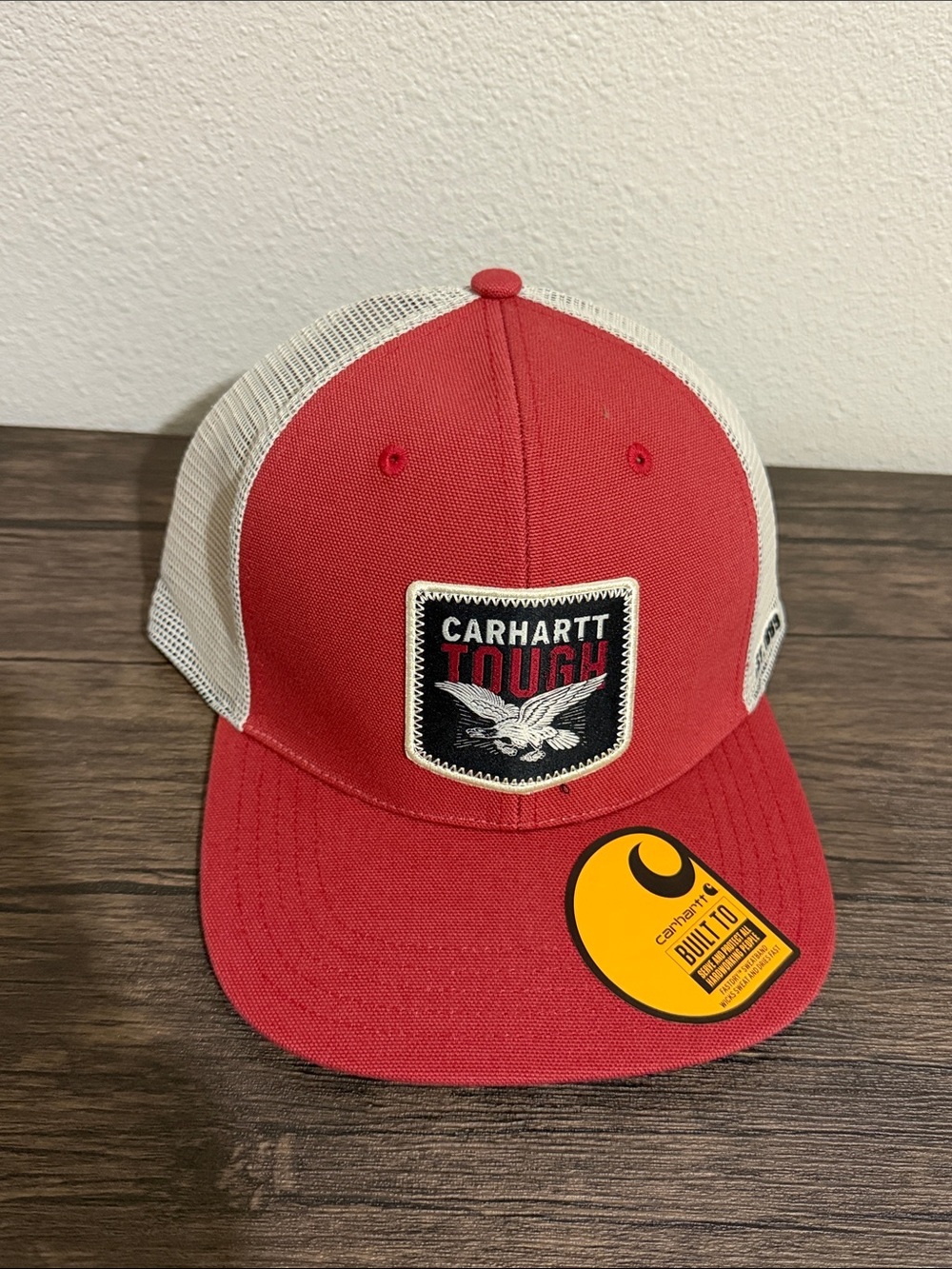 Carhartt  Red Cap with White Mesh and Tough Patch